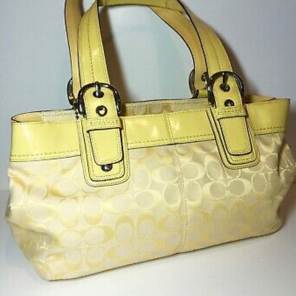 Coach Bags Sale Nwot Coach Soho Pleated Signature Tote F3742 Lemon